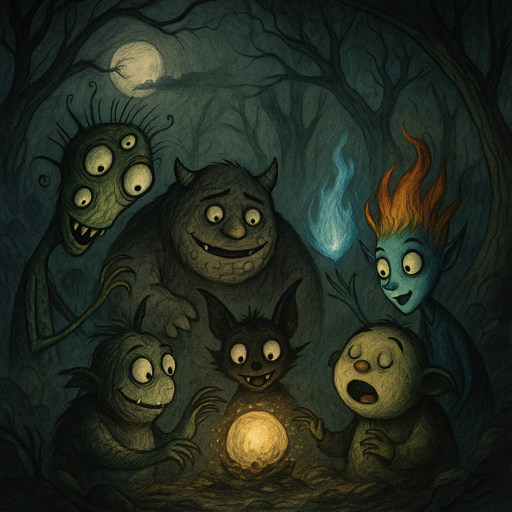 Ilustración de Los cinco monstruos